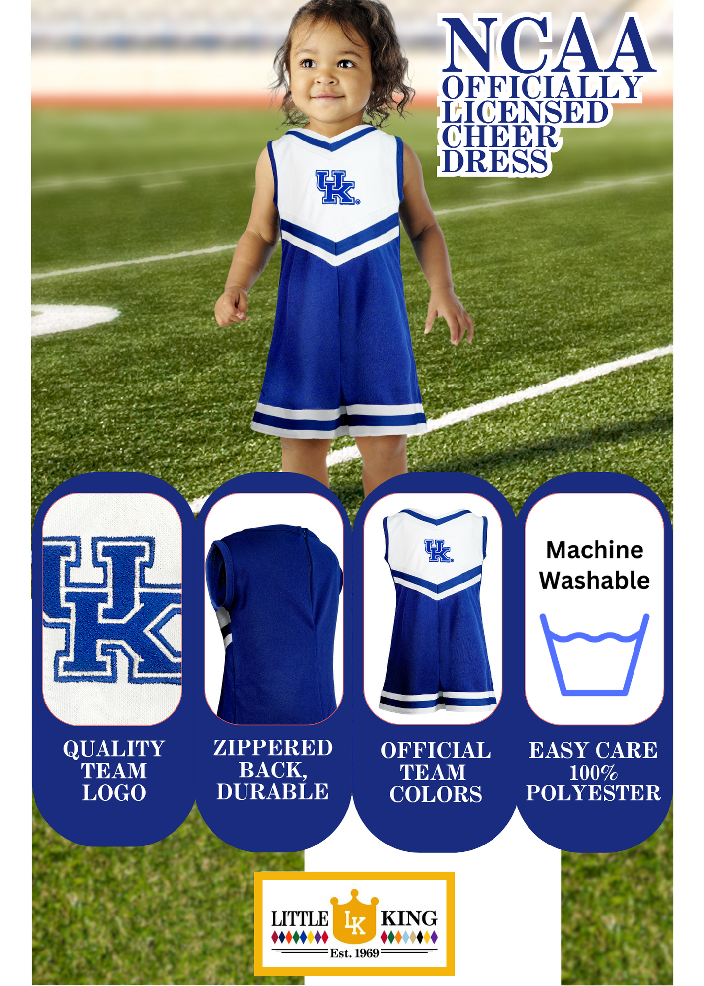 Little King NCAA Toddler/Youth Girls Team Cheer Jumper Dress-Sizes 2T 3T 4T 6