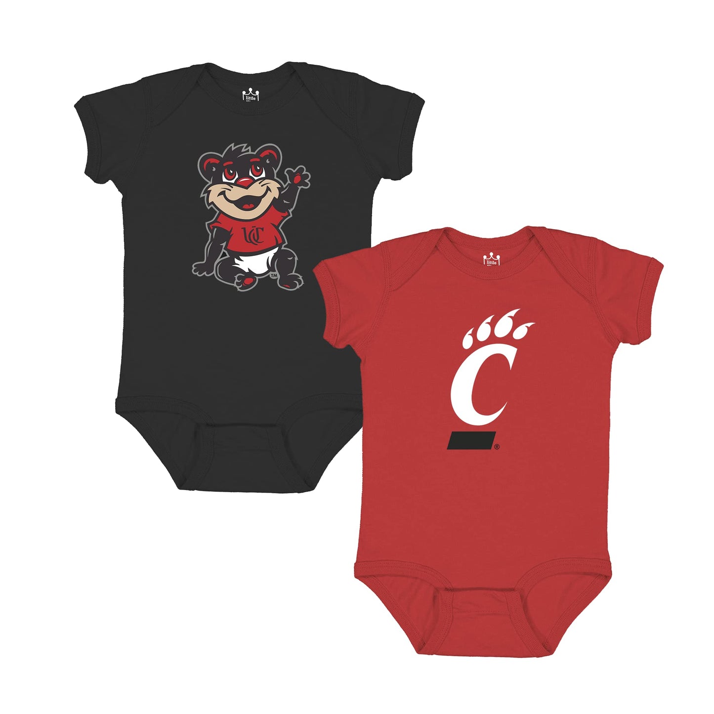 Little King NCAA Onesie 2 Pack Short Sleeve-100% Cotton Infants