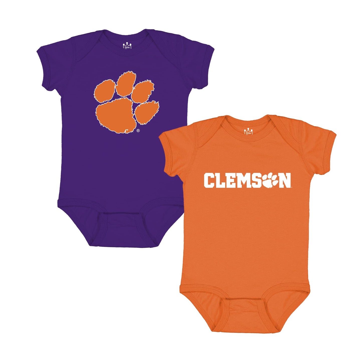 Little King NCAA Onesie 2 Pack Short Sleeve-100% Cotton Infants
