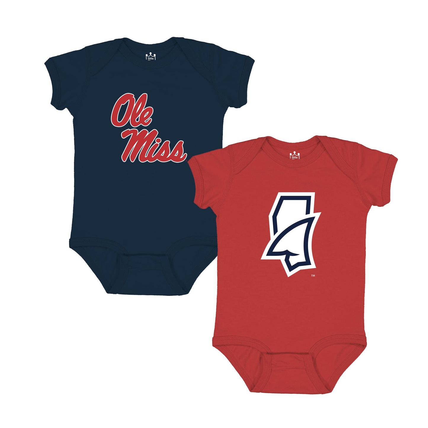 Little King NCAA Onesie 2 Pack Short Sleeve-100% Cotton Infants