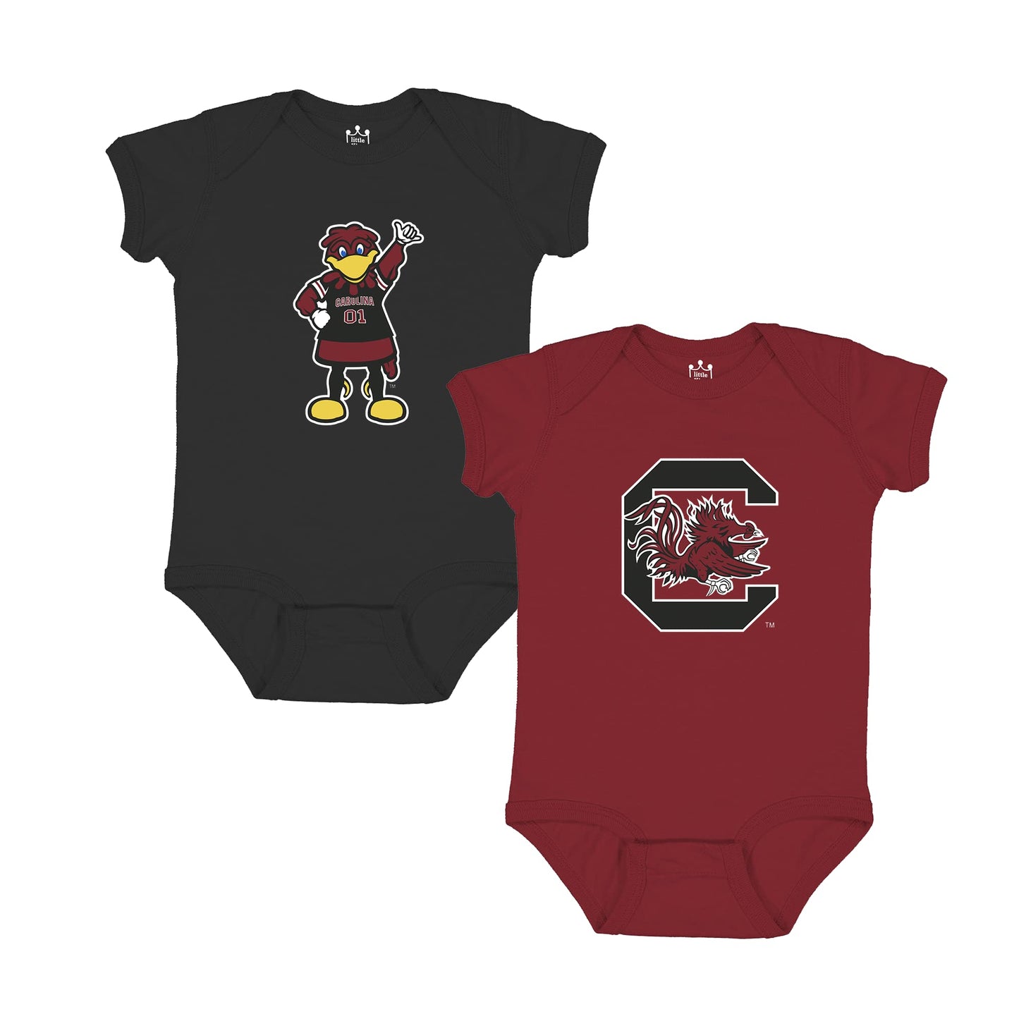 Little King NCAA Onesie 2 Pack Short Sleeve-100% Cotton Infants