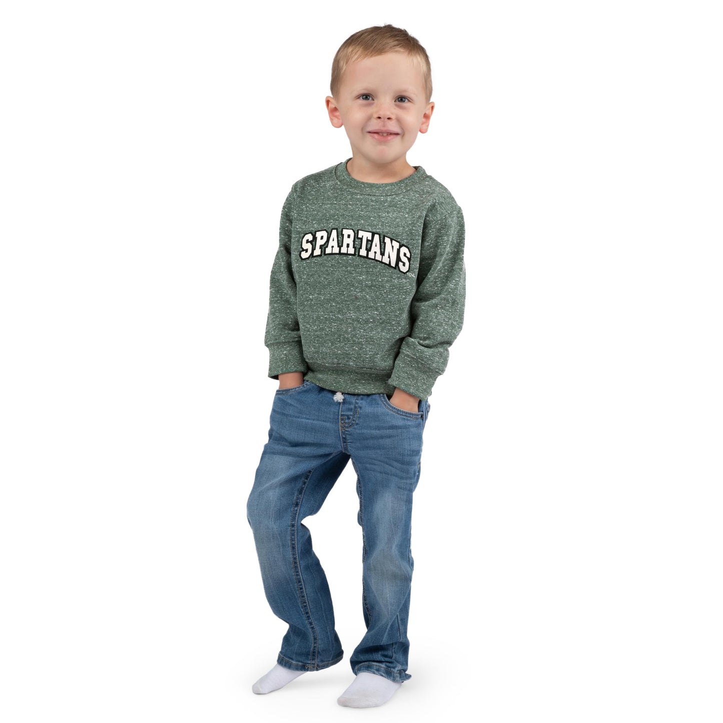 Little King NCAA Toddler Boys and Girls Crewneck Knobby Sweatshirt With Tackle Twill Letters