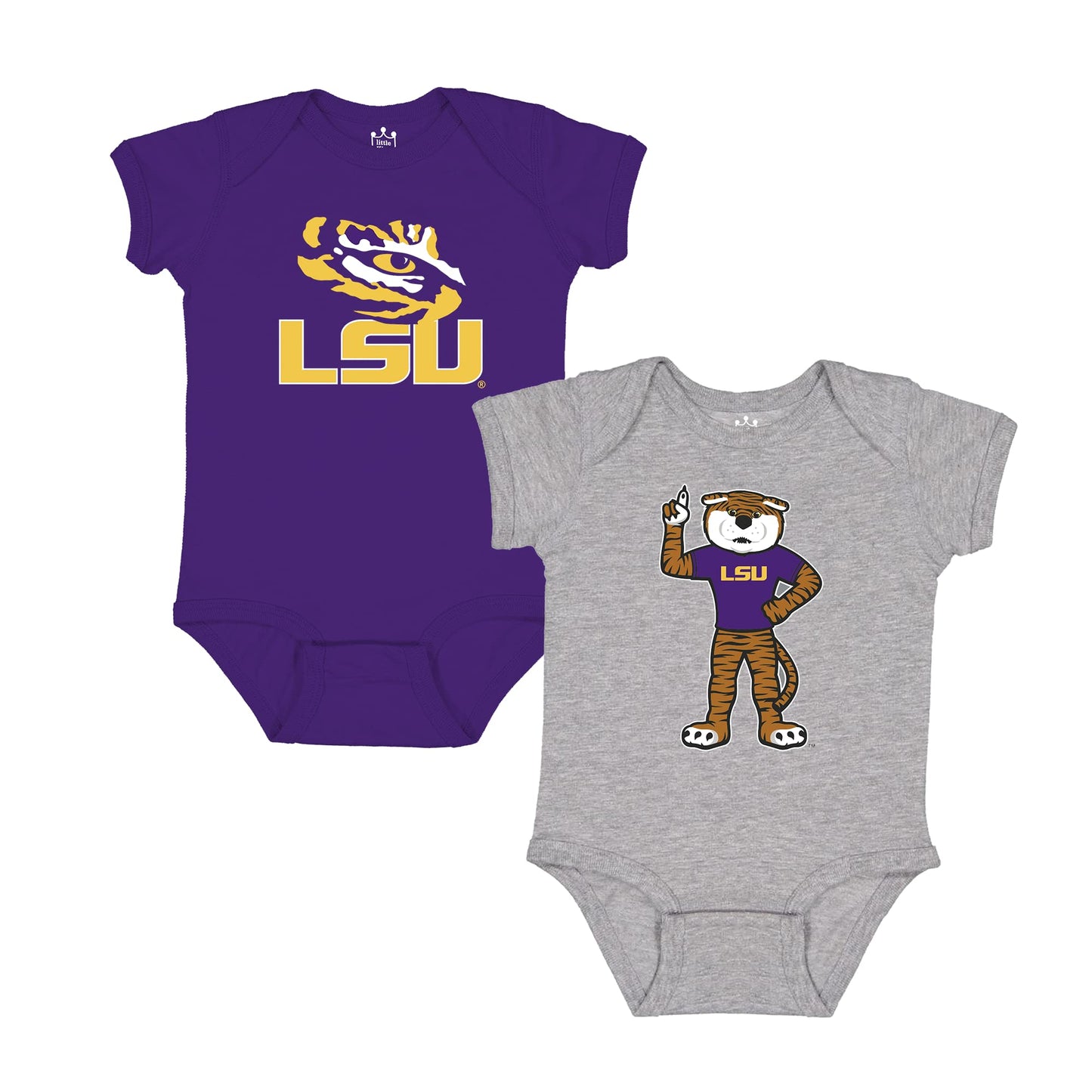 Little King NCAA Onesie 2 Pack Short Sleeve-100% Cotton Infants