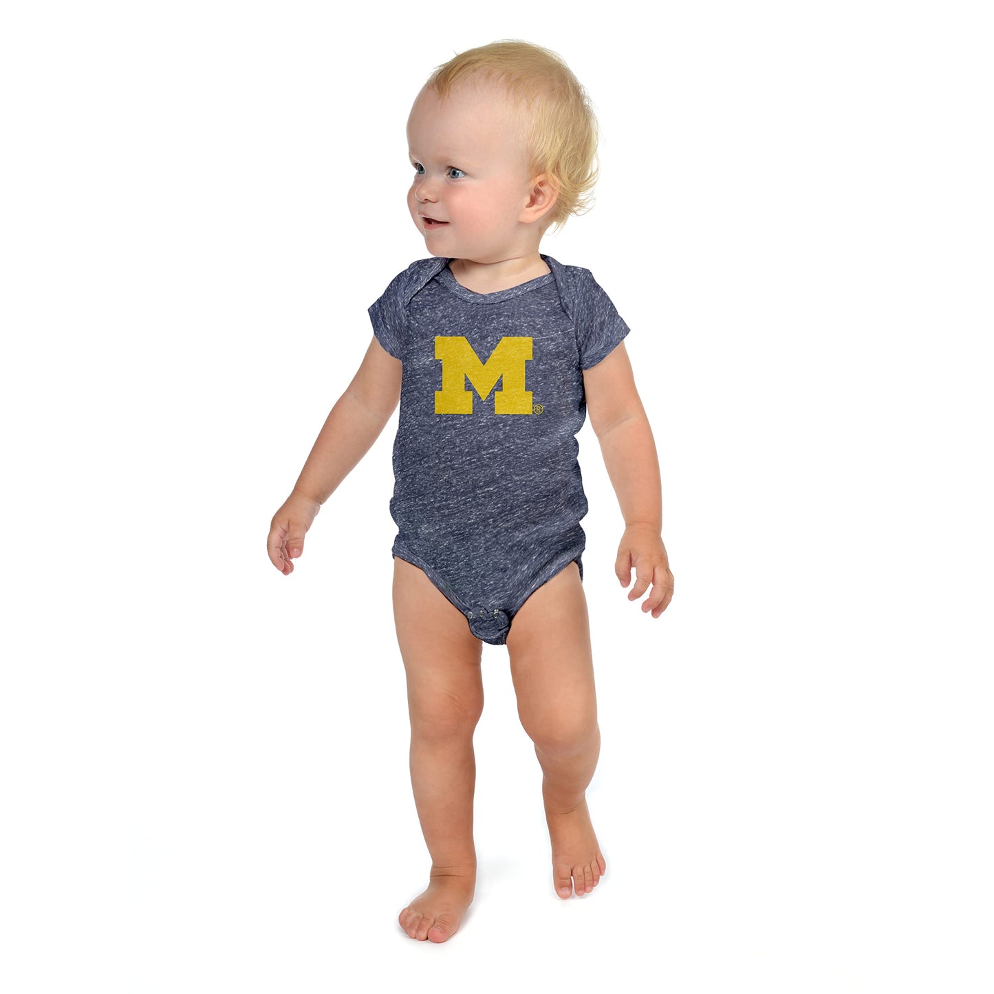 Little King NCAA Knobby Short Sleeve Romper Bodysuit-Big Logo