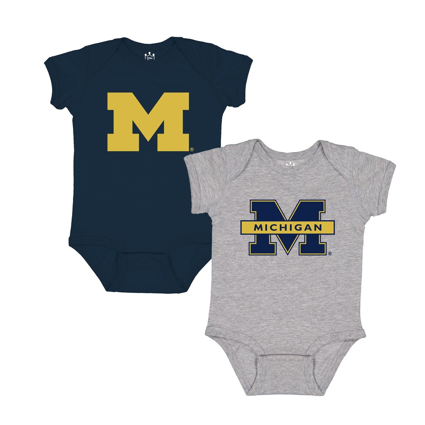 Little King NCAA Onesie 2 Pack Short Sleeve-100% Cotton Infants