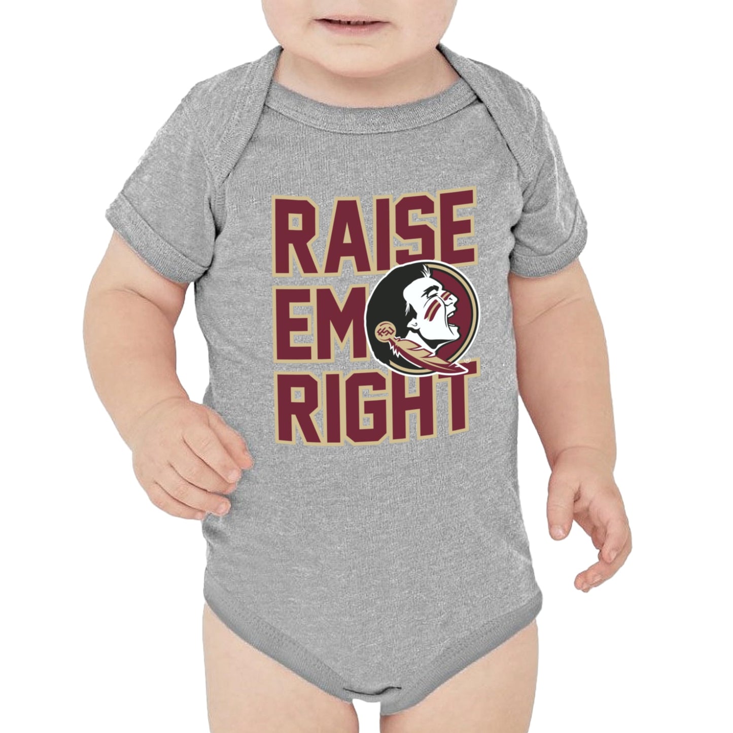 Little King NCAA Raise Em Right Short Sleeve Onesie Bodysuit-Infant