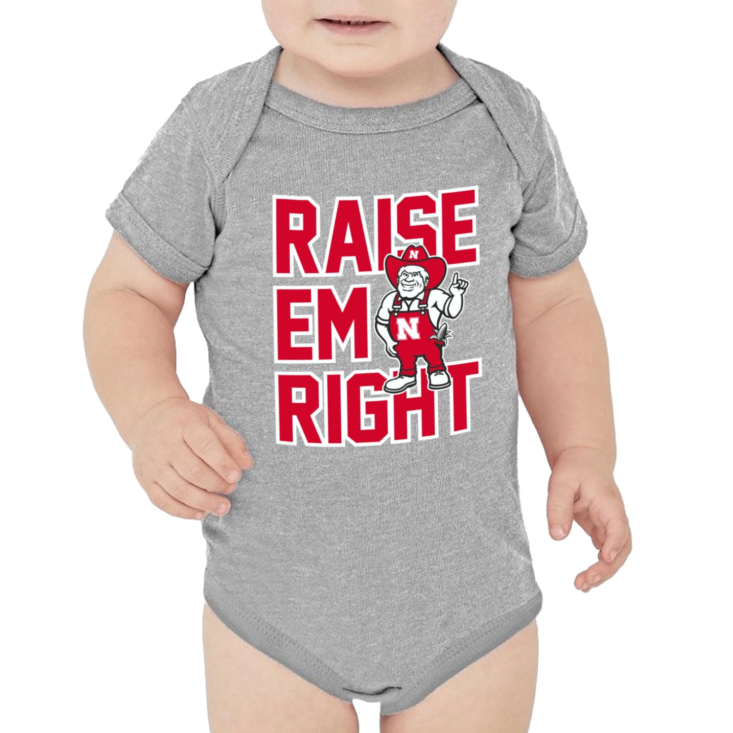 Little King NCAA Raise Em Right Short Sleeve Onesie Bodysuit-Infant