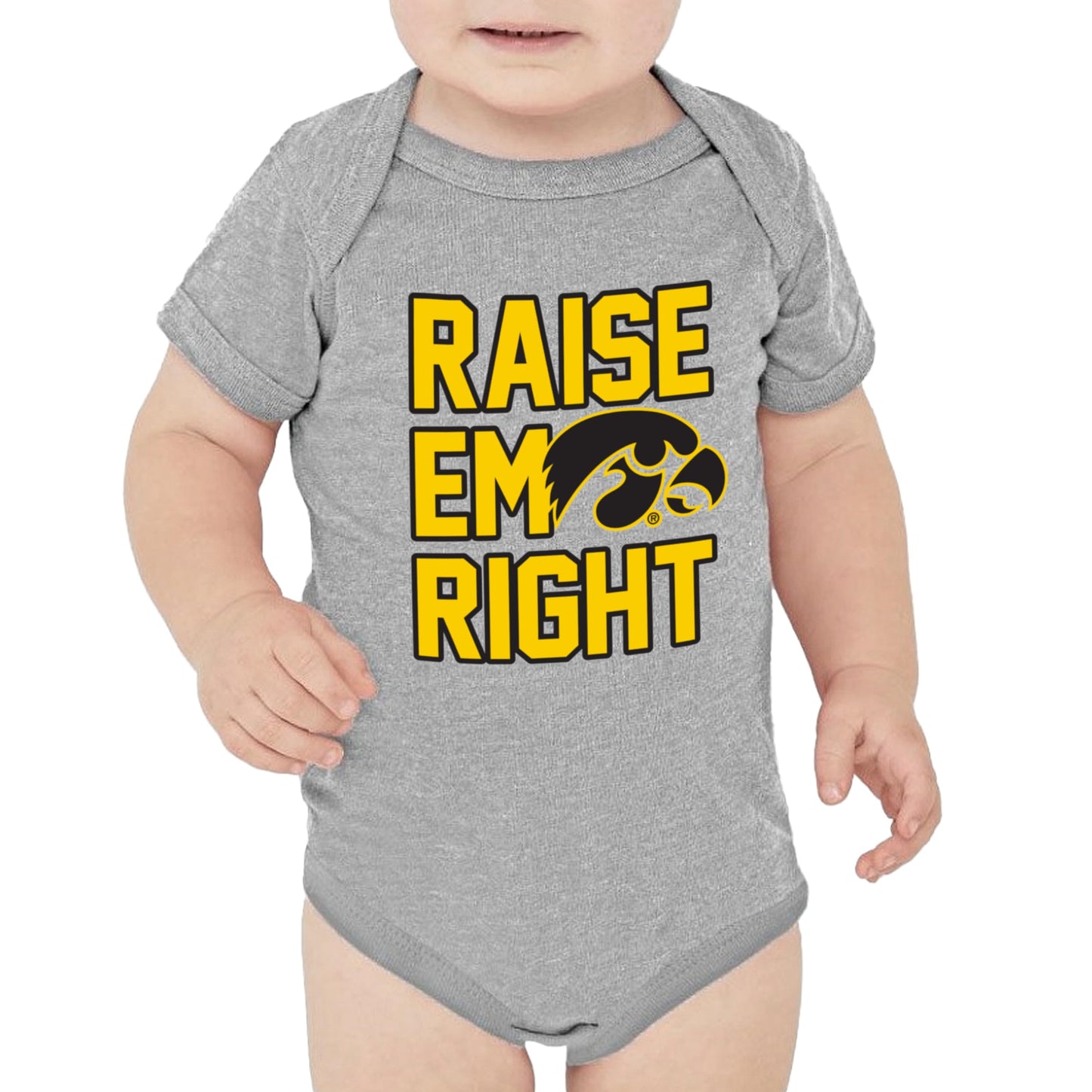 Little King NCAA Raise Em Right Short Sleeve Onesie Bodysuit-Infant