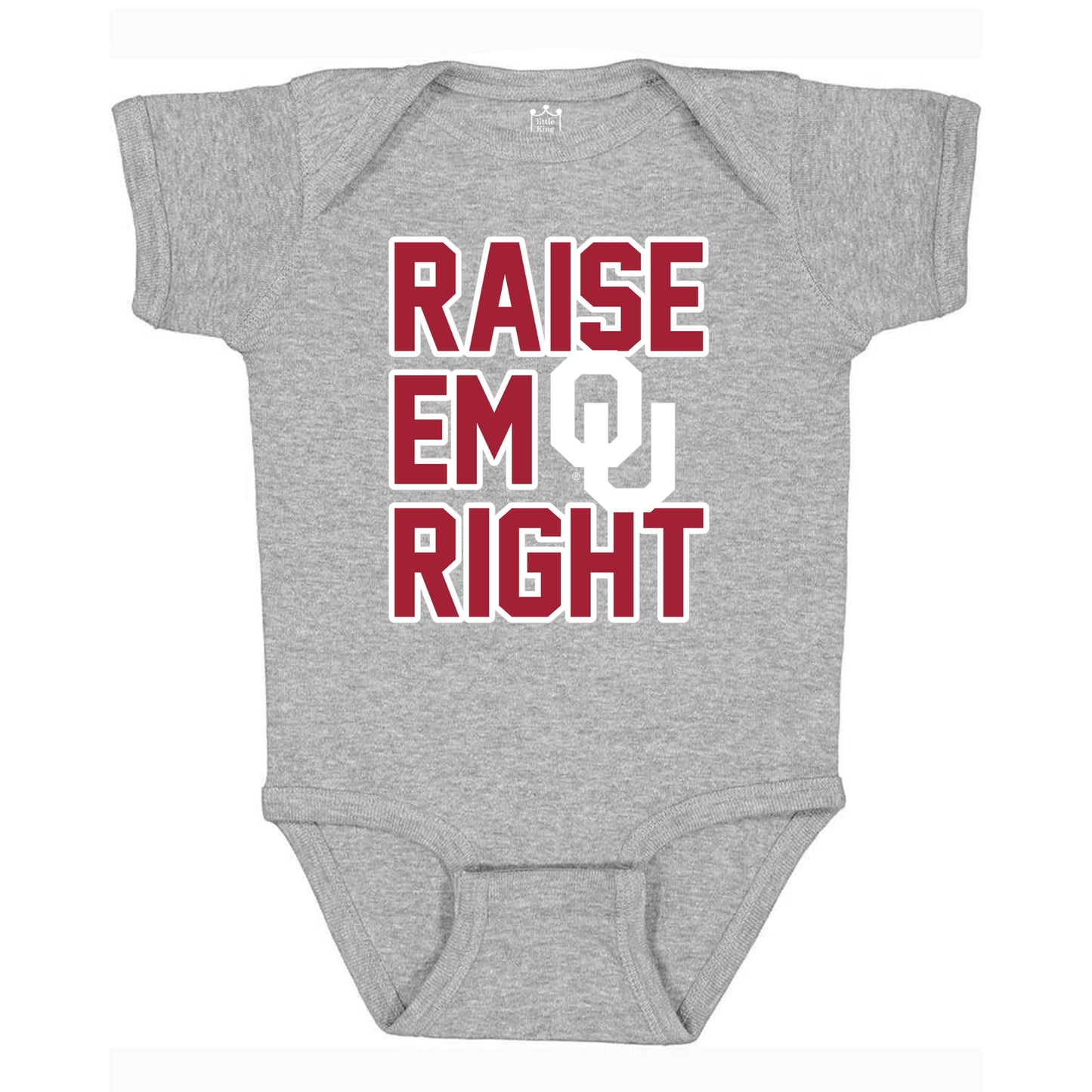Little King NCAA Raise Em Right Short Sleeve Onesie Bodysuit-Infant