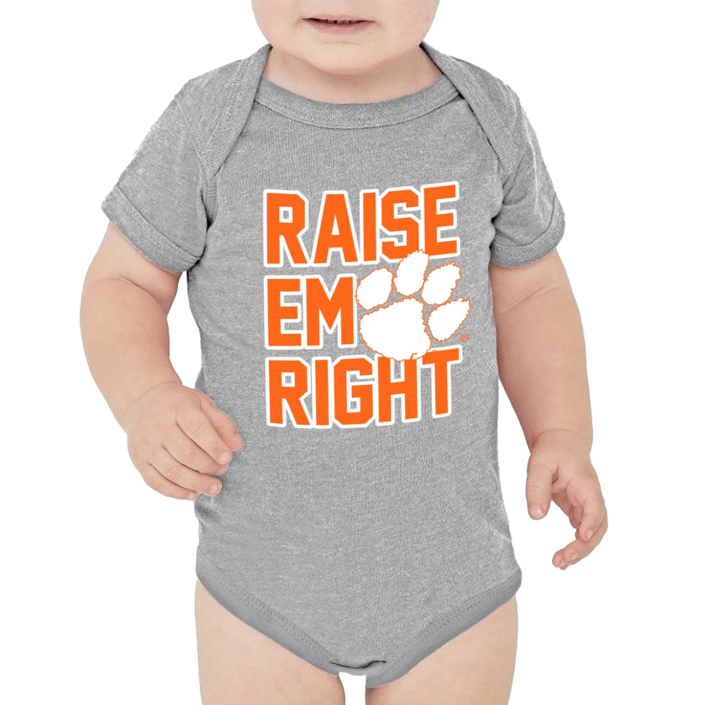 Little King NCAA Raise Em Right Short Sleeve Onesie Bodysuit-Infant