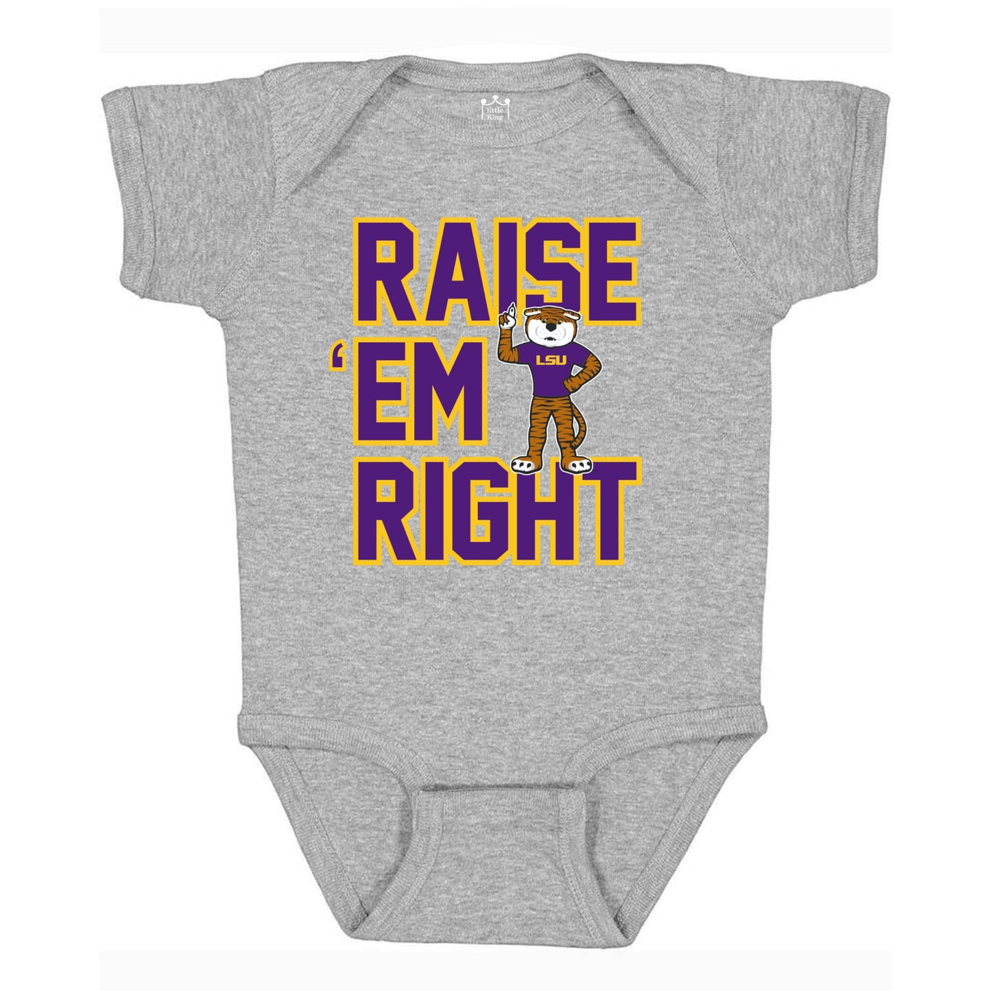 Little King NCAA Raise Em Right Short Sleeve Onesie Bodysuit-Infant
