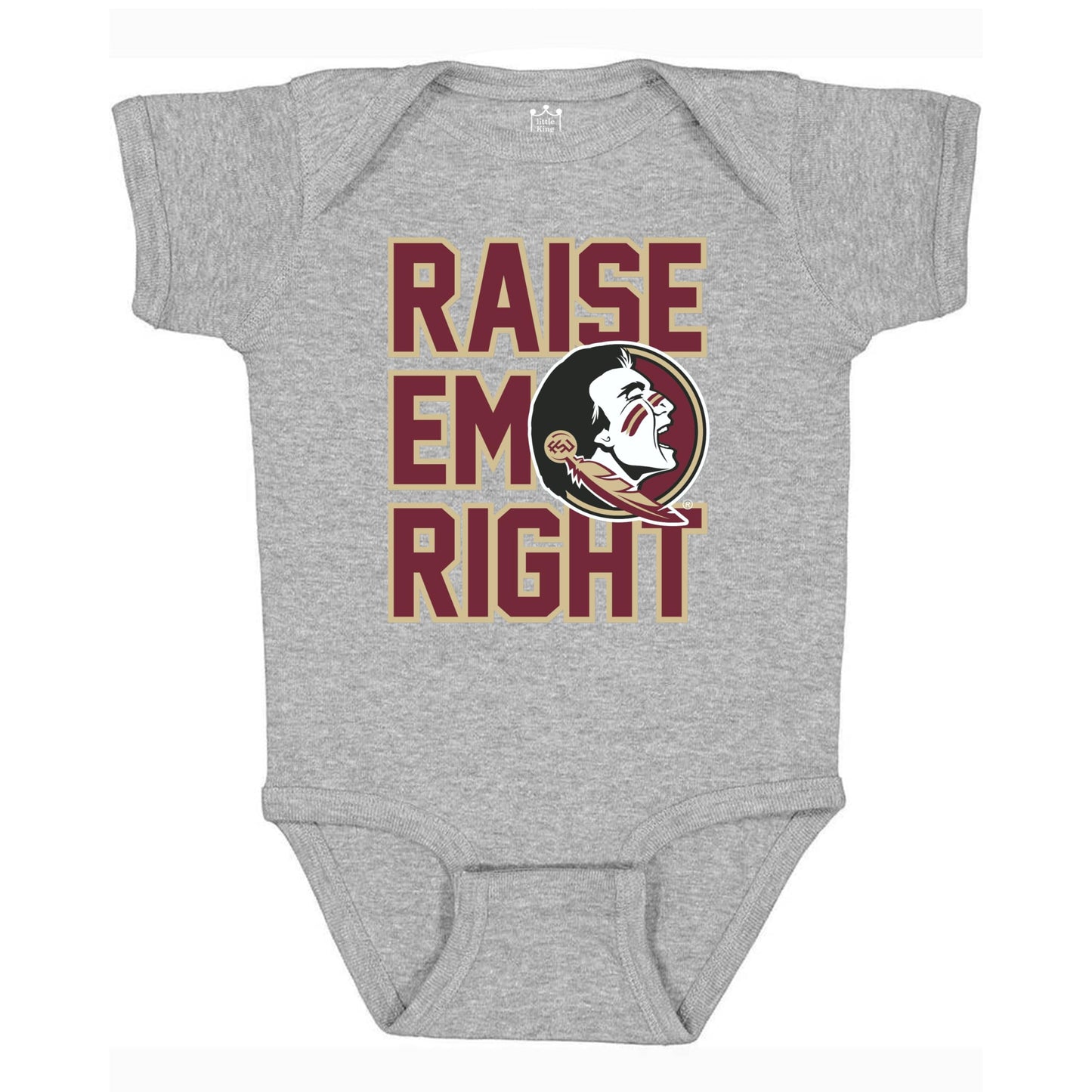 Little King NCAA Raise Em Right Short Sleeve Onesie Bodysuit-Infant