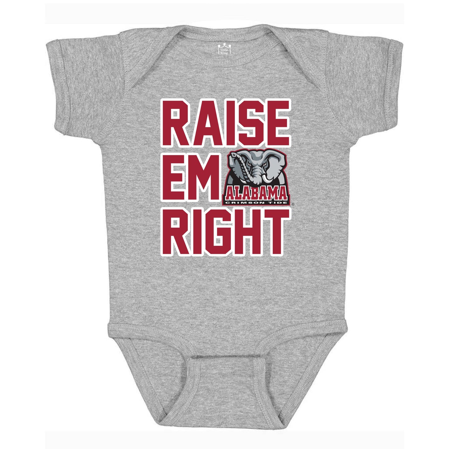Little King NCAA Raise Em Right Short Sleeve Onesie Bodysuit-Infant