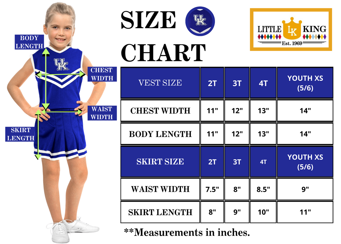 Little King NCAA Toddler/Youth Girls Team 2 Piece Cheer Dress-Sizes 2T 3T 4T 6
