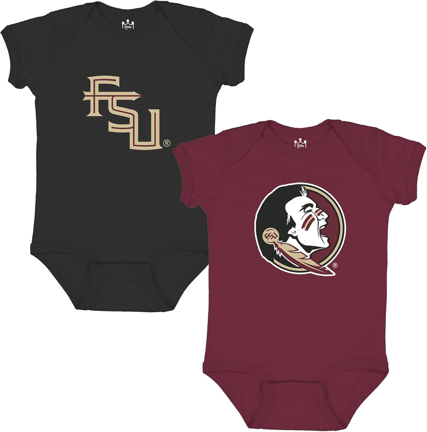 Little King NCAA Onesie 2 Pack Short Sleeve-100% Cotton Infants