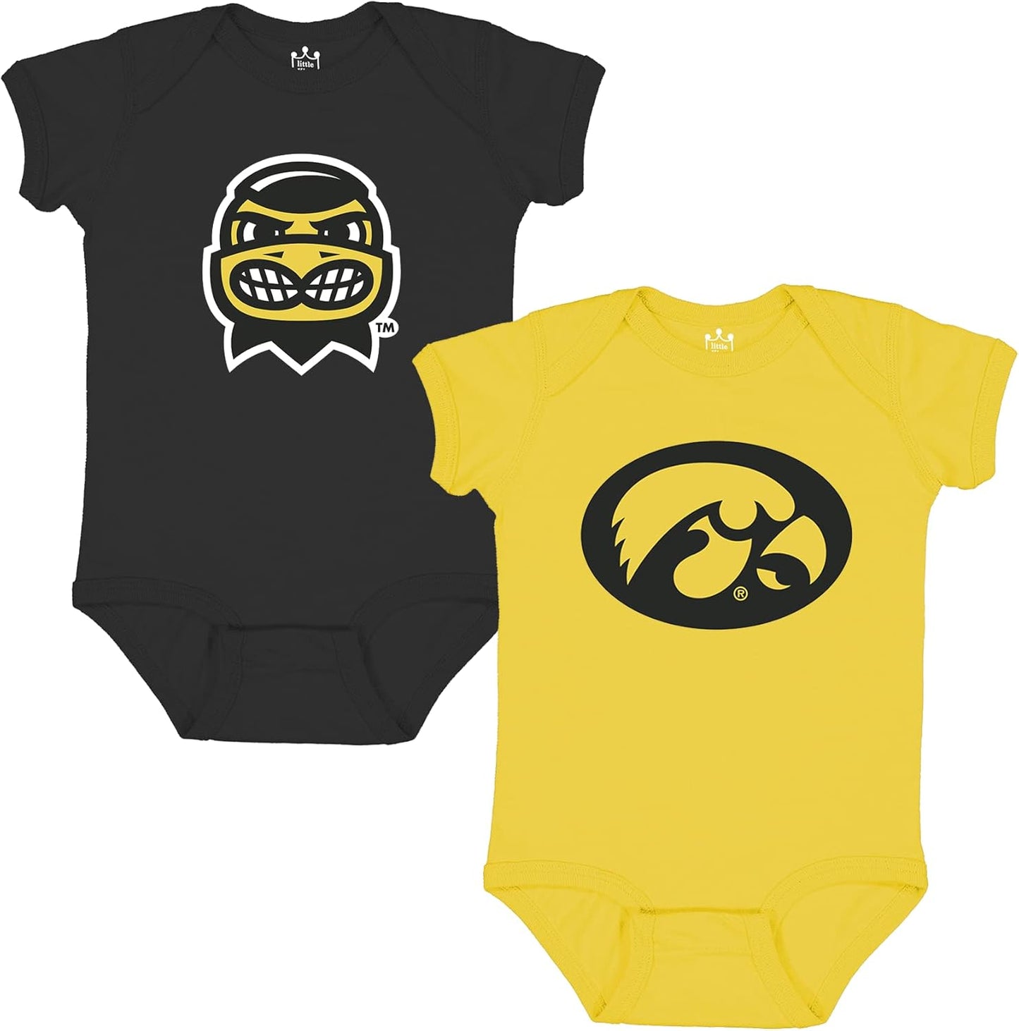 Little King NCAA Onesie 2 Pack Short Sleeve-100% Cotton Infants