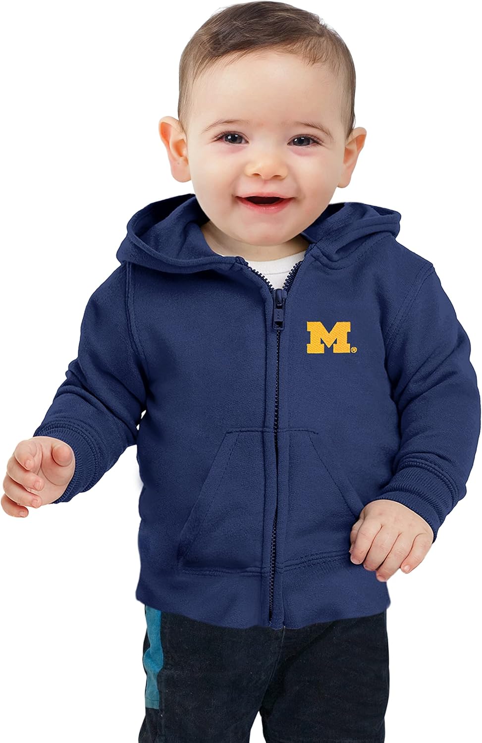Little King NCAA Boys/Girls Infant Full Zip Cotton Fleece Hoodie Sweatshirt with Embroidered Team Logo