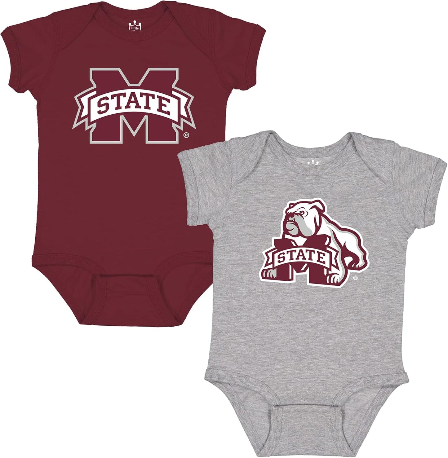 Little King NCAA Onesie 2 Pack Short Sleeve-100% Cotton Infants