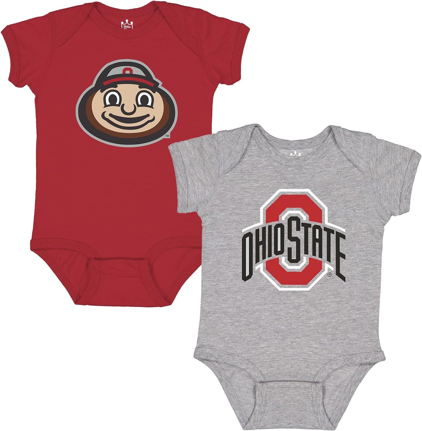 Little King NCAA Onesie 2 Pack Short Sleeve-100% Cotton Infants