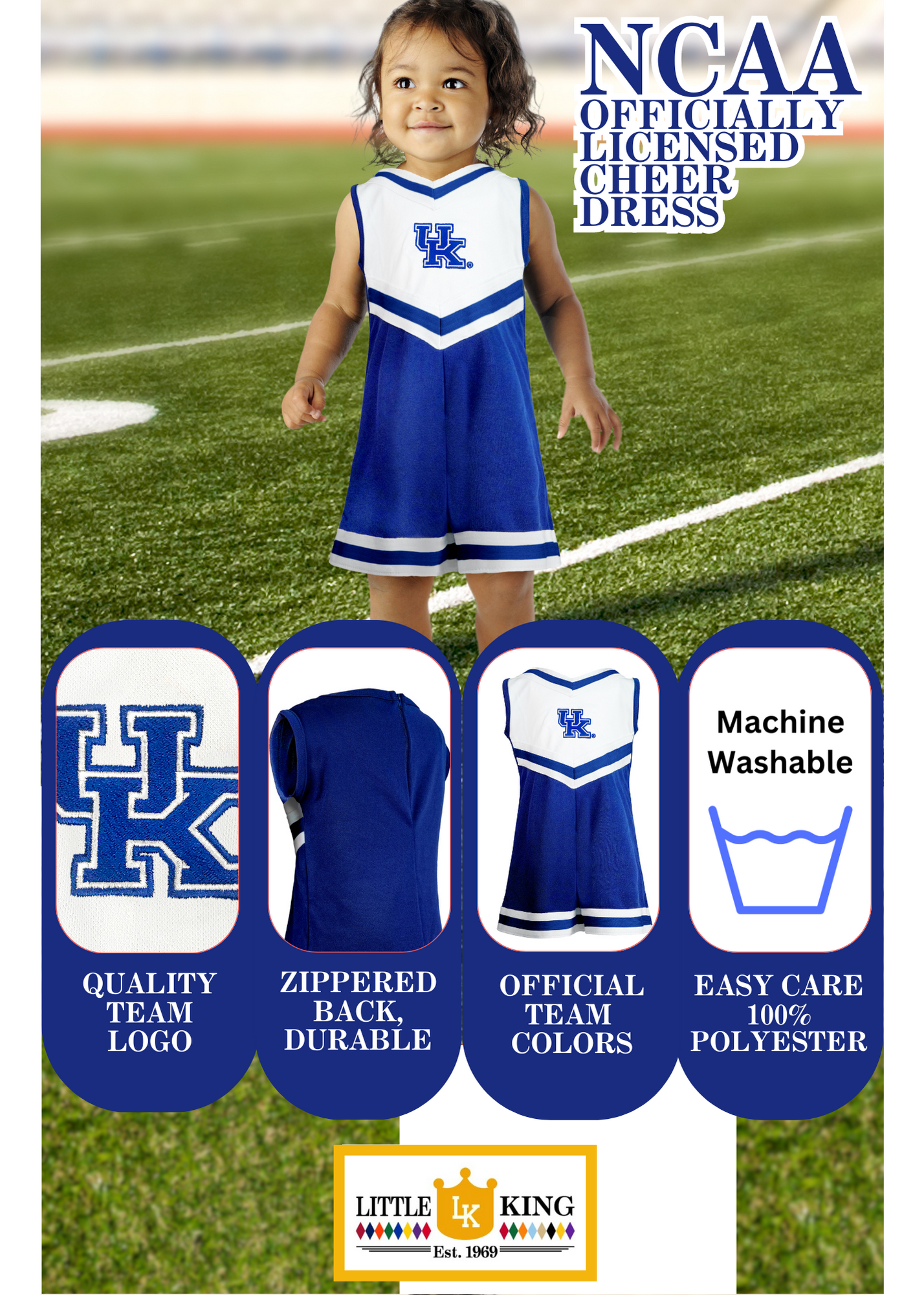 Little King NCAA Toddler/Youth Girls Team Cheer Jumper Dress-Sizes 2T 3T 4T 6 (Copy)