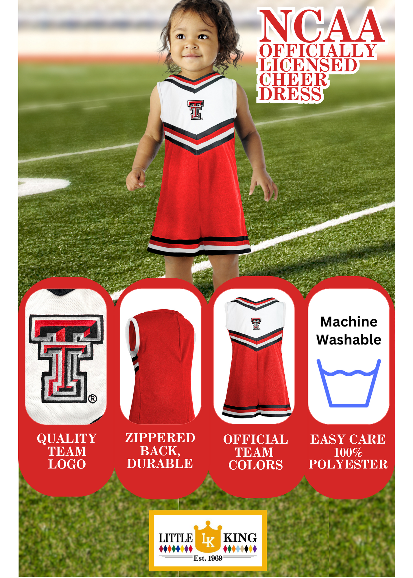 Little King NCAA Toddler/Youth Girls Team Cheer Jumper Dress-Sizes 2T 3T 4T 6