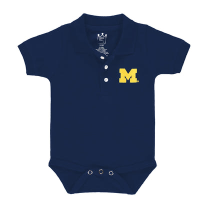 Little King NCAA Short Sleeve Polo Bodysuit Romper - Newborn and Infant Sizes