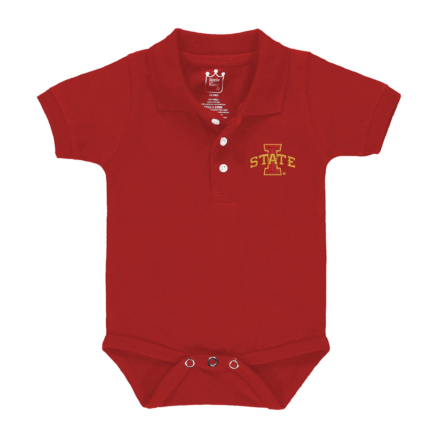 Little King NCAA Short Sleeve Polo Bodysuit Romper - Newborn and Infant Sizes