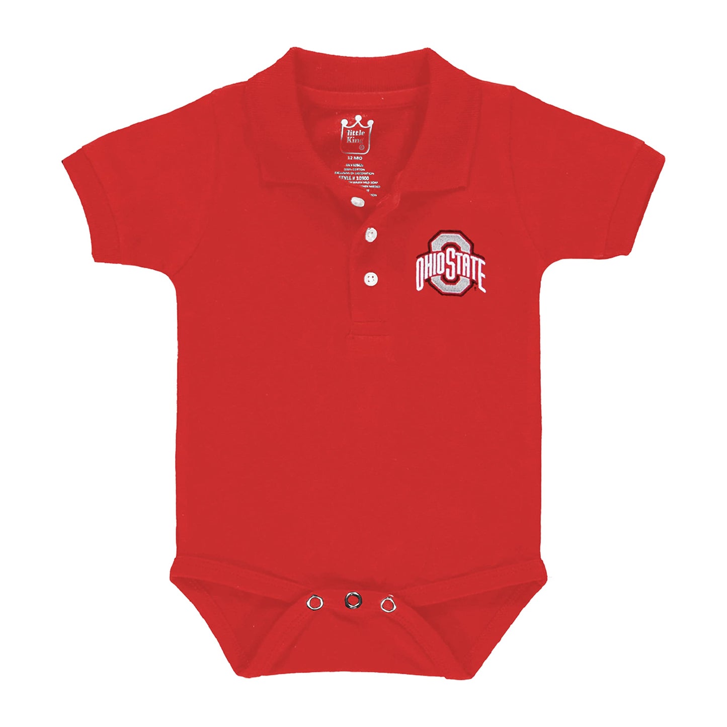 Little King NCAA Short Sleeve Polo Bodysuit Romper - Newborn and Infant Sizes