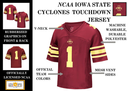 Little King NCAA -Touchdown Pass-Youth Teen Boys Team Football Jersey-Iowa State Cyclones-Cardinal #1-Youth XL