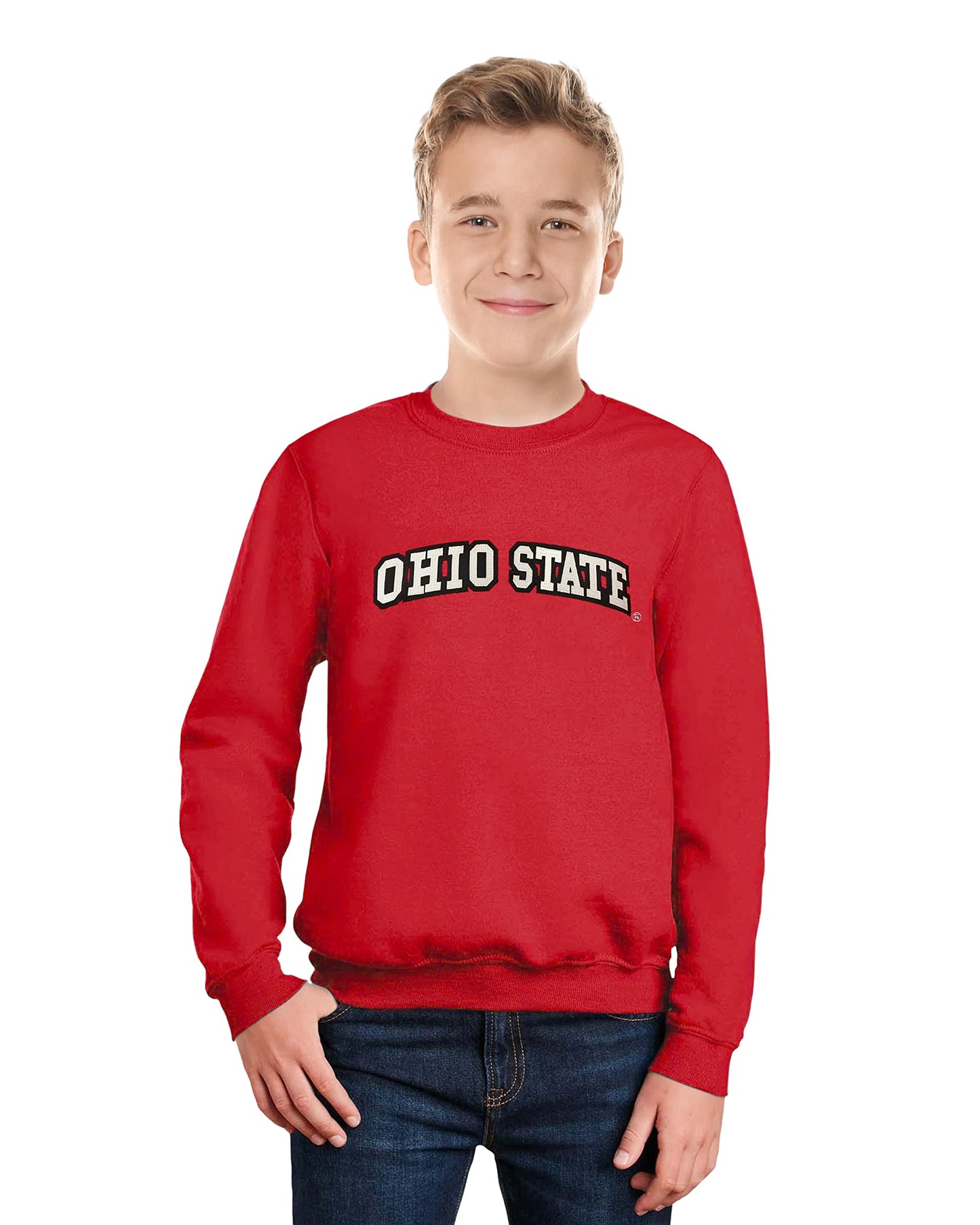 Little King NCAA Youth Boys Crewneck Sweatshirt With Tackle Twill Letters-Team Colors