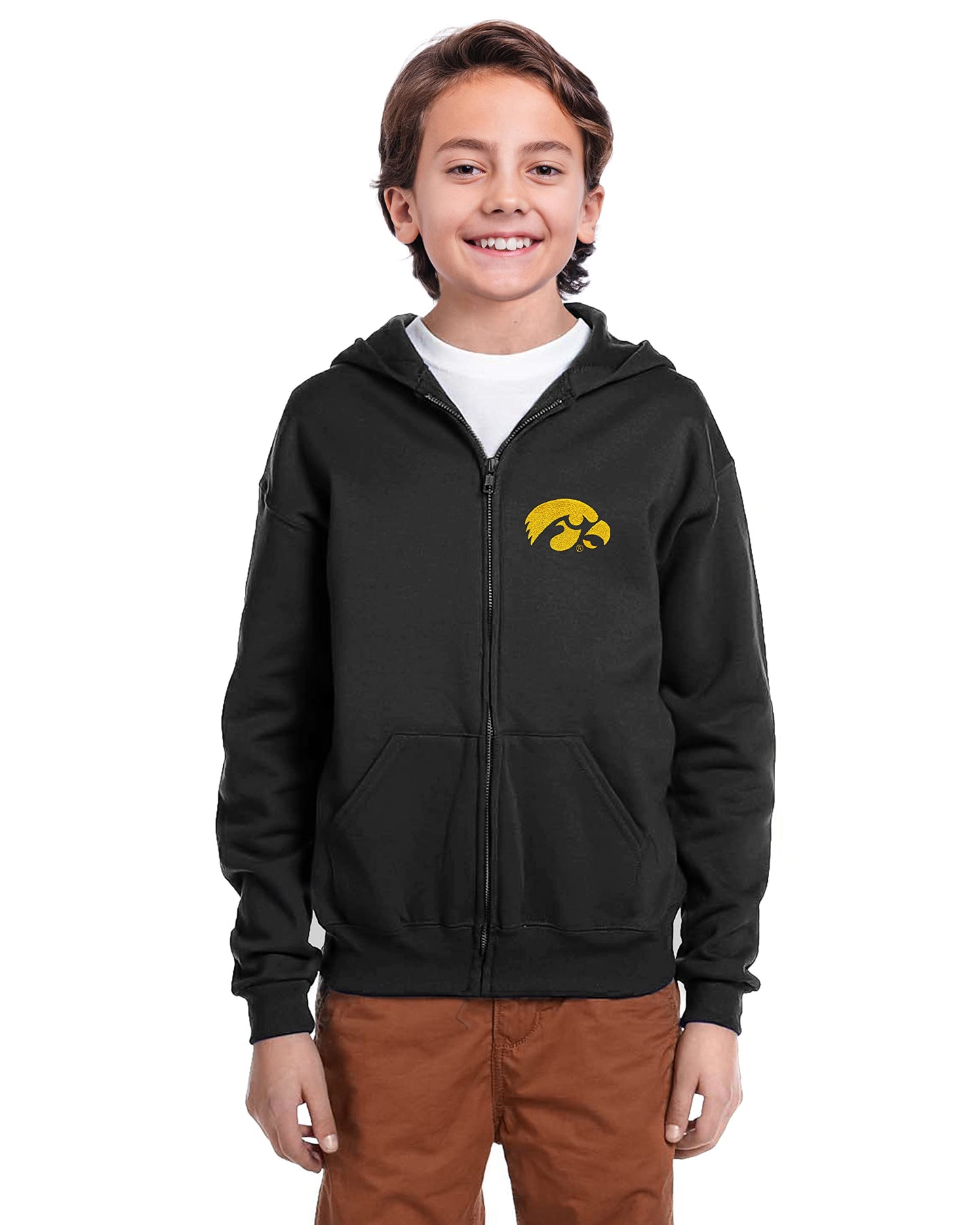 Little King NCAA Youth Boys Teen Full Zip Cotton Fleece Hoodie Sweatshirt With Embroidered Team Logo