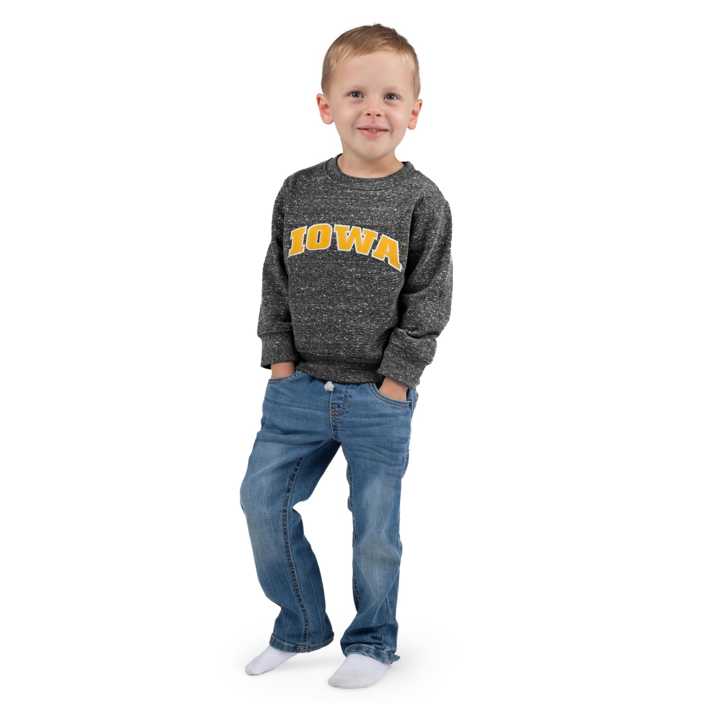 Little King NCAA Toddler Boys and Girls Crewneck Knobby Sweatshirt With Tackle Twill Letters