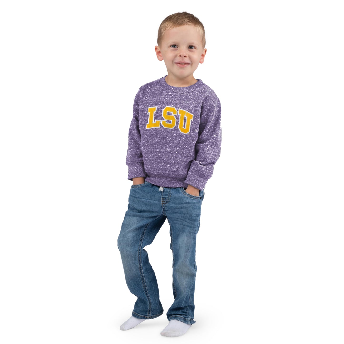 Little King NCAA Toddler Boys and Girls Crewneck Knobby Sweatshirt With Tackle Twill Letters