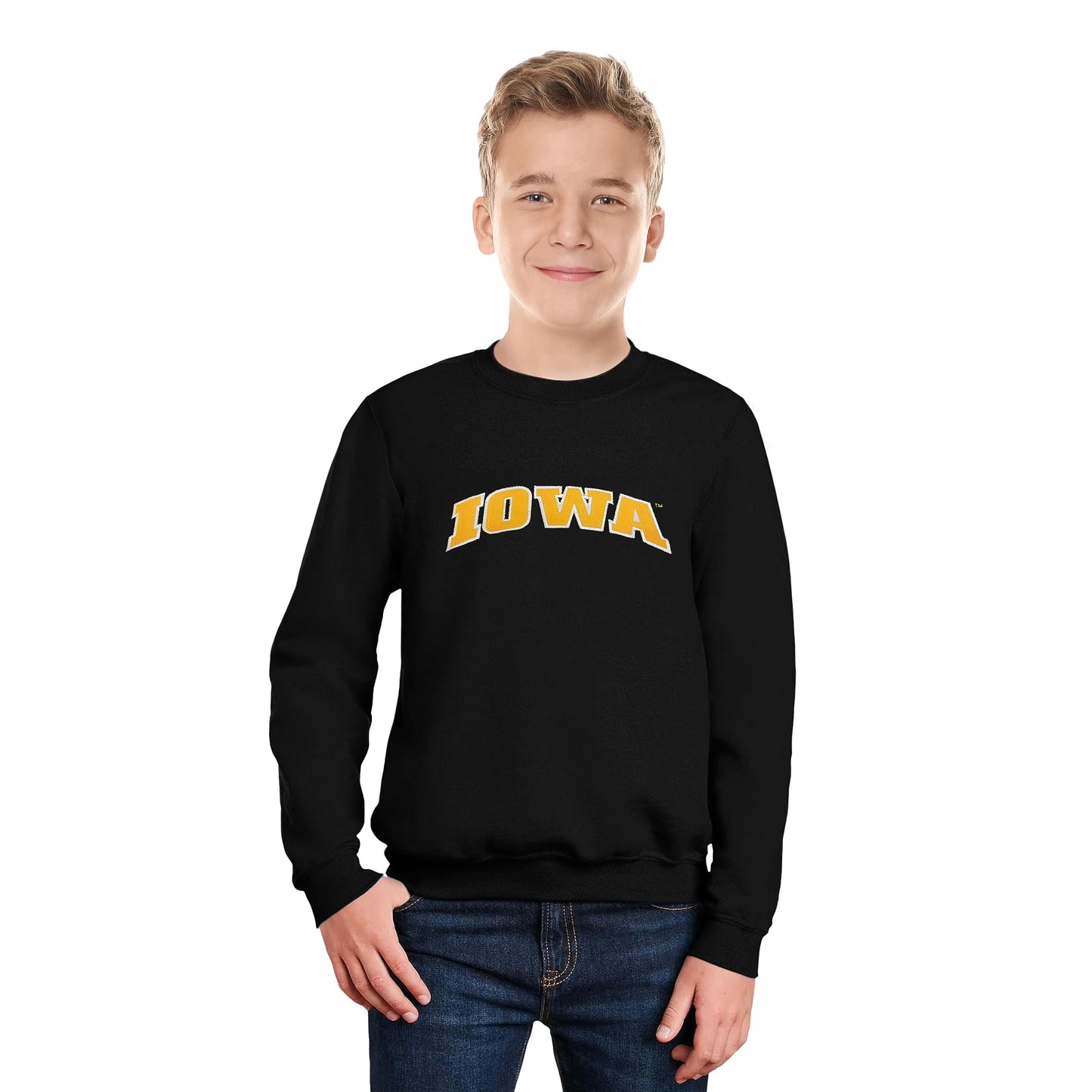 Little King NCAA Youth Boys Crewneck Sweatshirt With Tackle Twill Letters-Team Colors