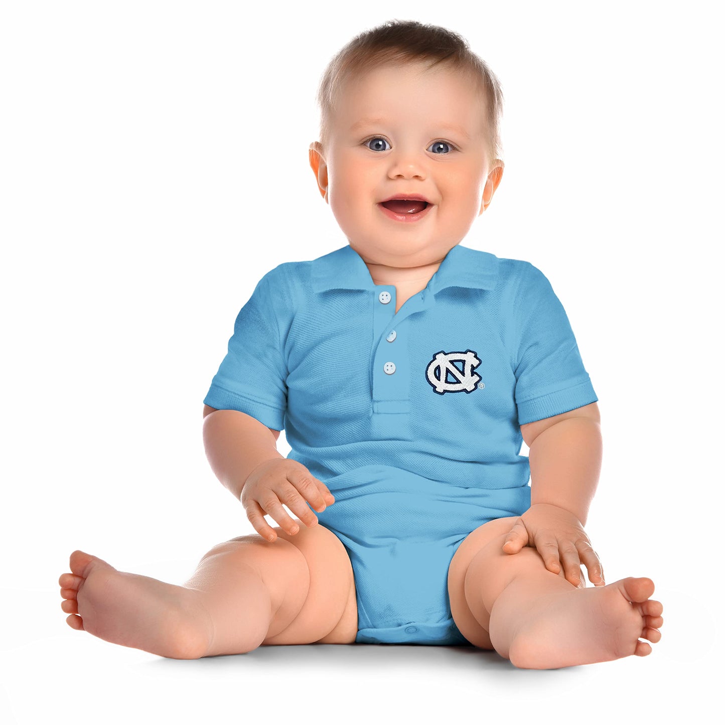 Little King NCAA Short Sleeve Polo Bodysuit Romper - Newborn and Infant Sizes