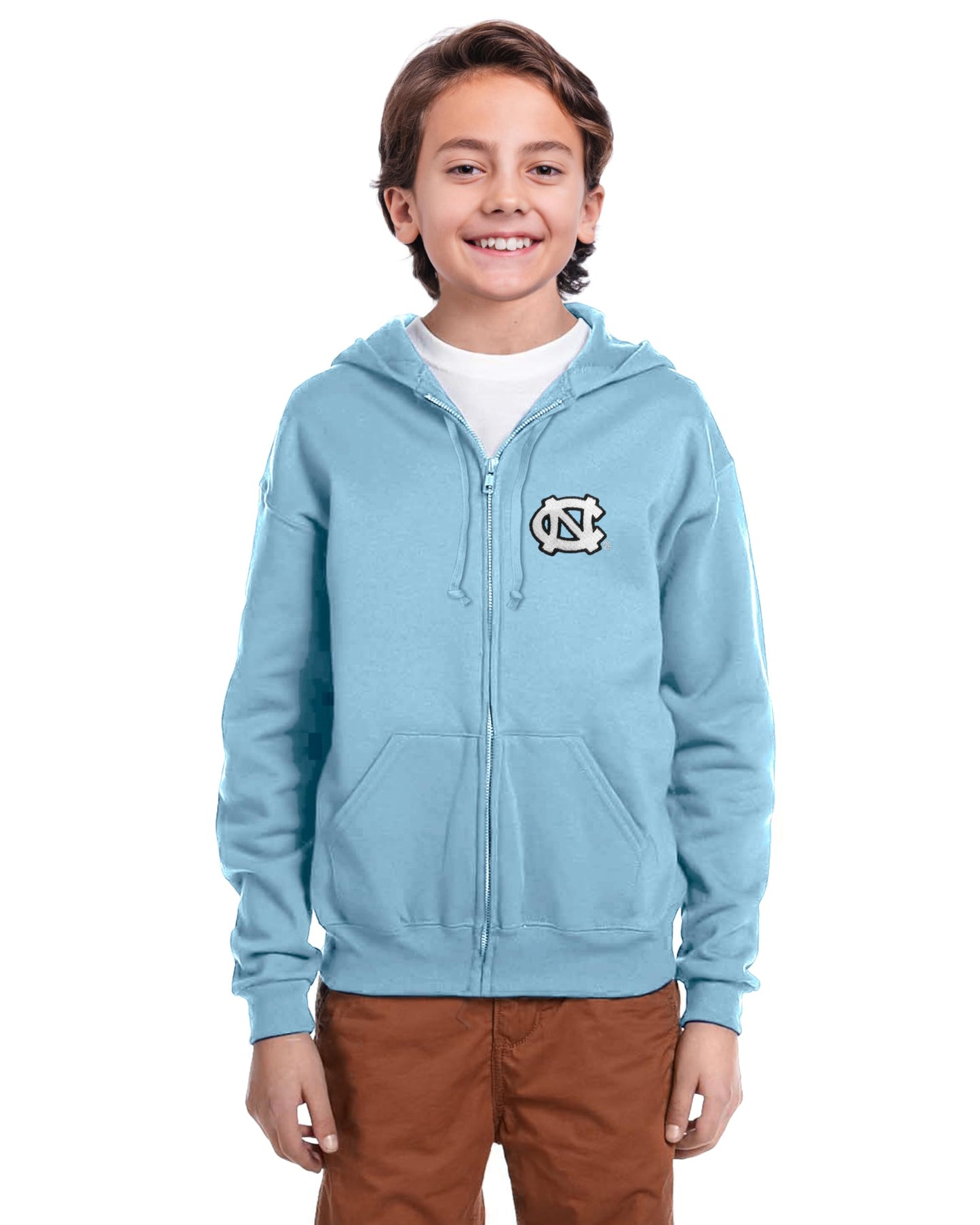 Little King NCAA Youth Boys Teen Full Zip Cotton Fleece Hoodie Sweatshirt With Embroidered Team Logo