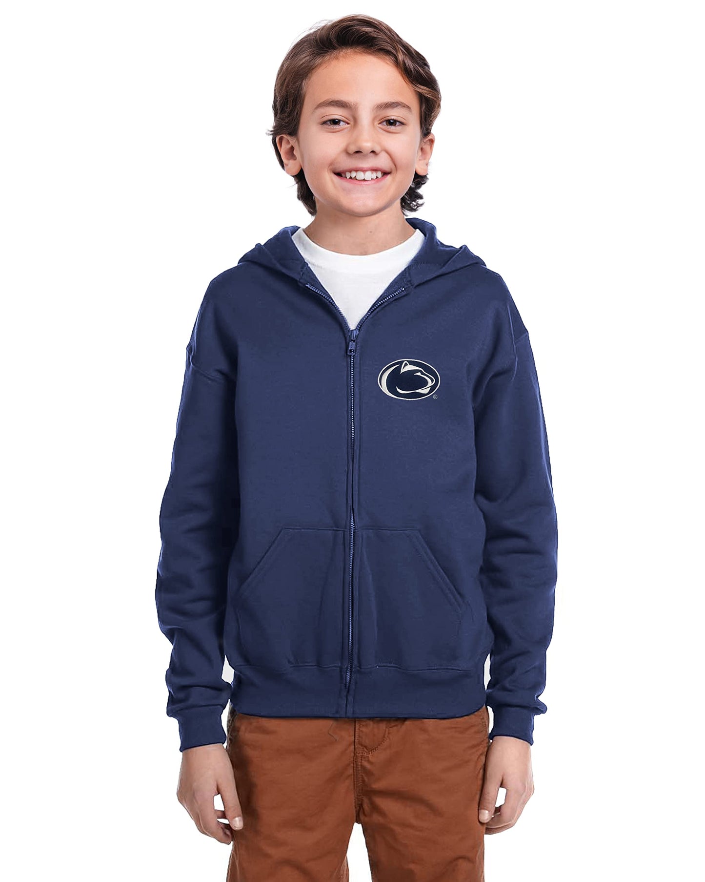 Little King NCAA Youth Boys Teen Full Zip Cotton Fleece Hoodie Sweatshirt With Embroidered Team Logo