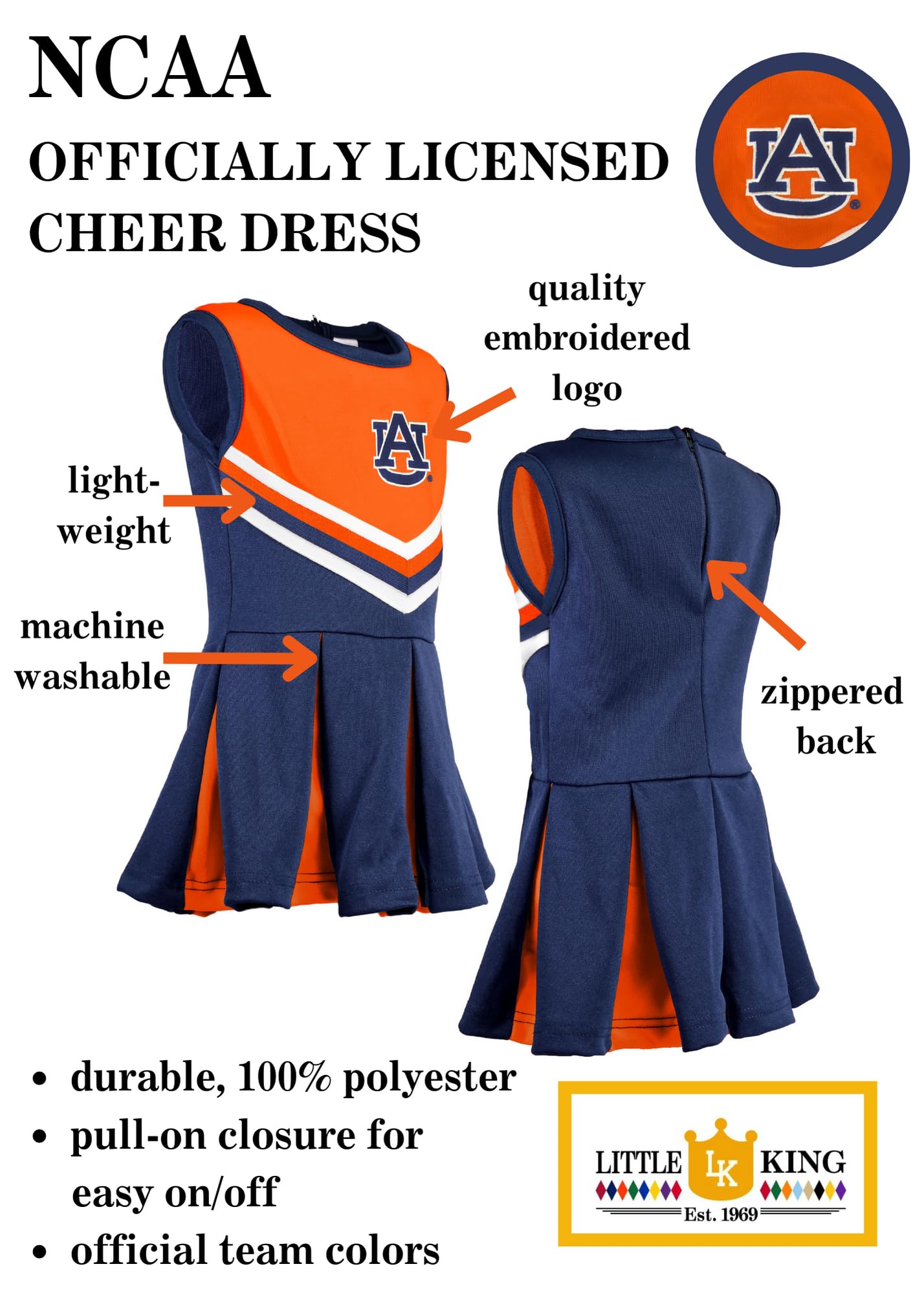 Little King NCAA Infant/Toddler Girls One Piece Team Cheer Jumper Dress