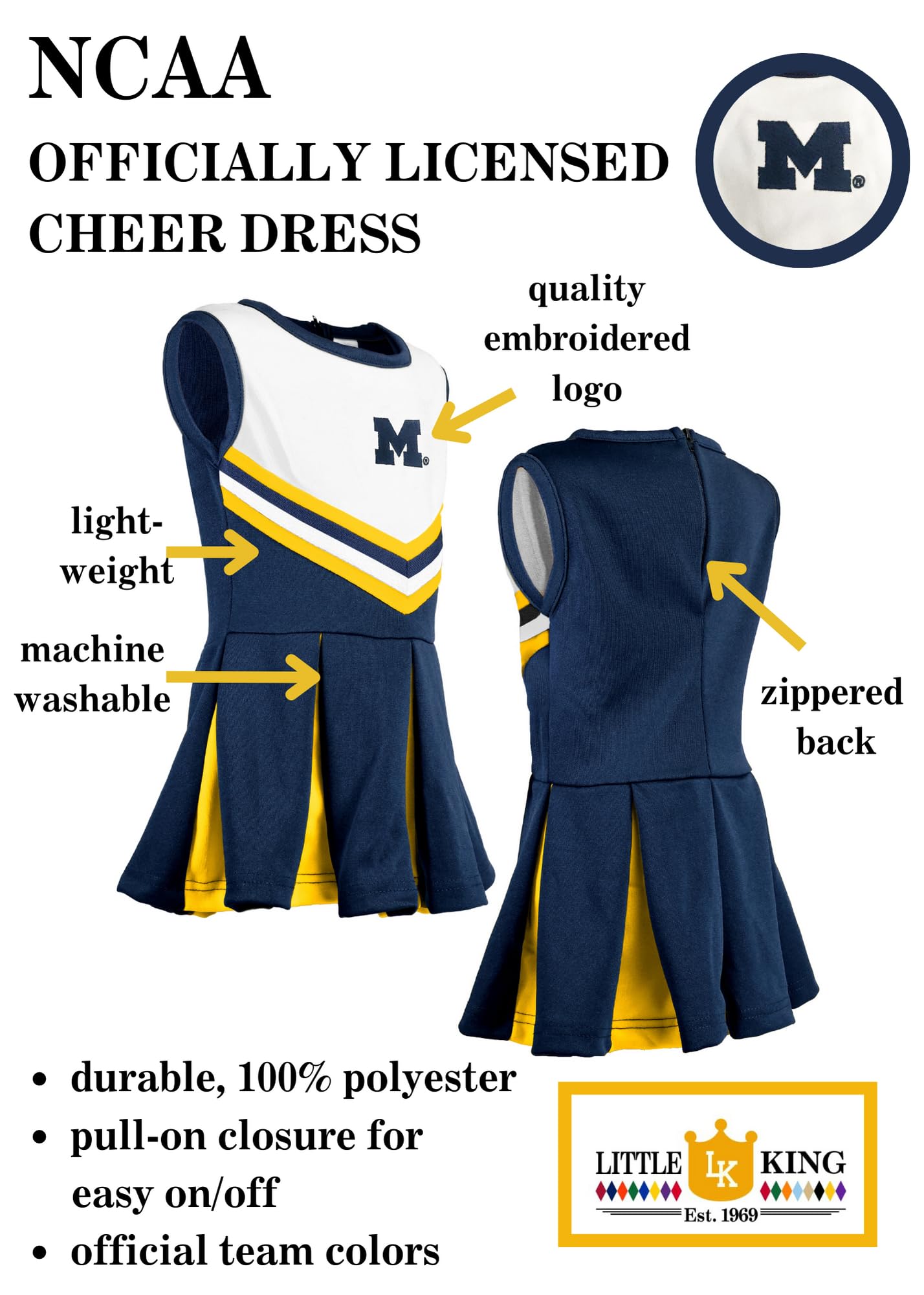 Little King NCAA Infant/Toddler Girls One Piece Team Cheer Jumper Dress