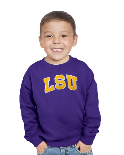 Little King NCAA Toddler Boys and Girls Crewneck Sweatshirt With Tackle Twill Letters-Team Colors