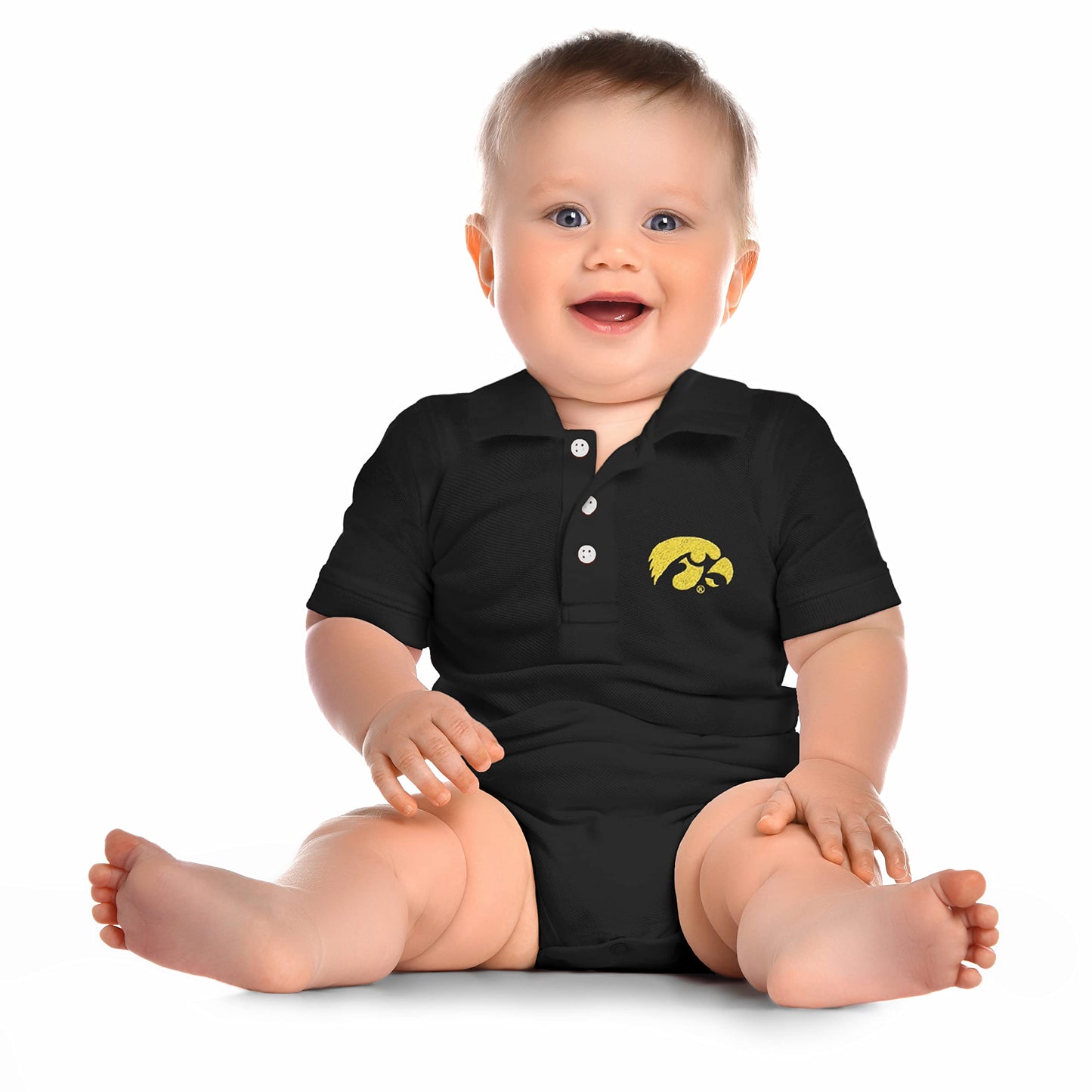 Little King NCAA Short Sleeve Polo Bodysuit Romper - Newborn and Infant Sizes