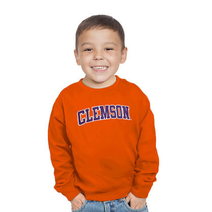 Little King NCAA Toddler Boys and Girls Crewneck Sweatshirt With Tackle Twill Letters-Team Colors