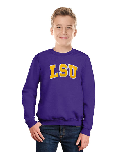 Little King NCAA Youth Boys Crewneck Sweatshirt With Tackle Twill Letters-Team Colors