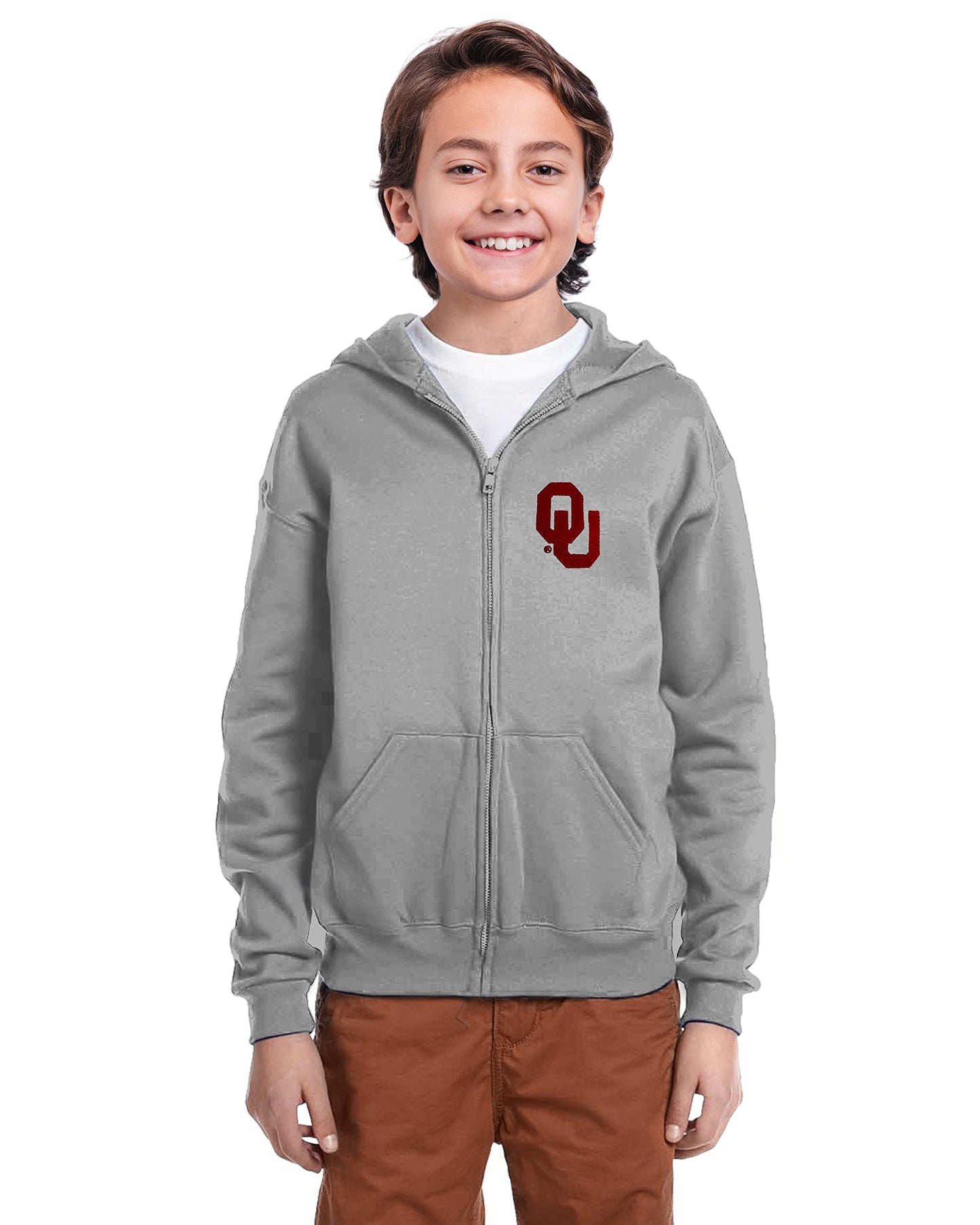 Little King NCAA Youth Boys Teen Full Zip Cotton Fleece Hoodie Sweatshirt With Embroidered Team Logo