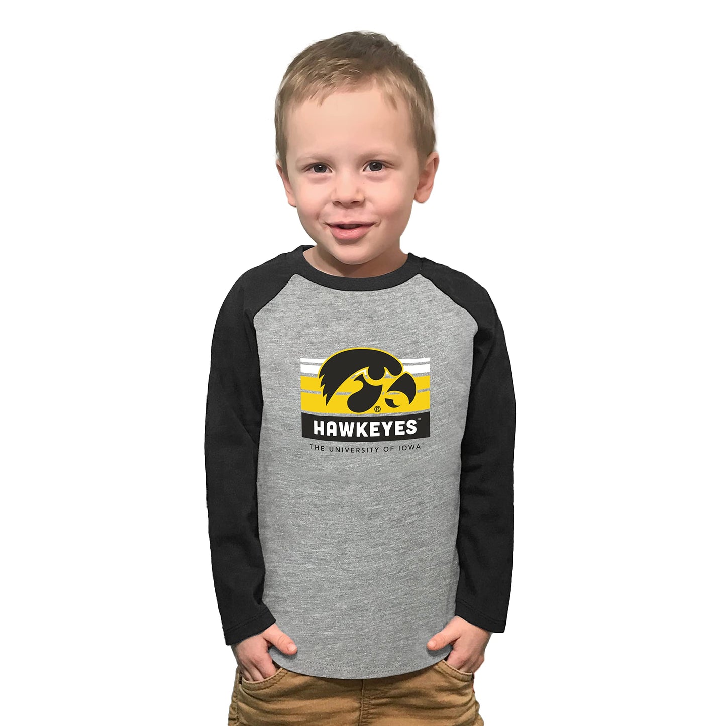 Little King NCAA Toddler Long Sleeve Raglan T Shirt-Team Logo-Team Colors