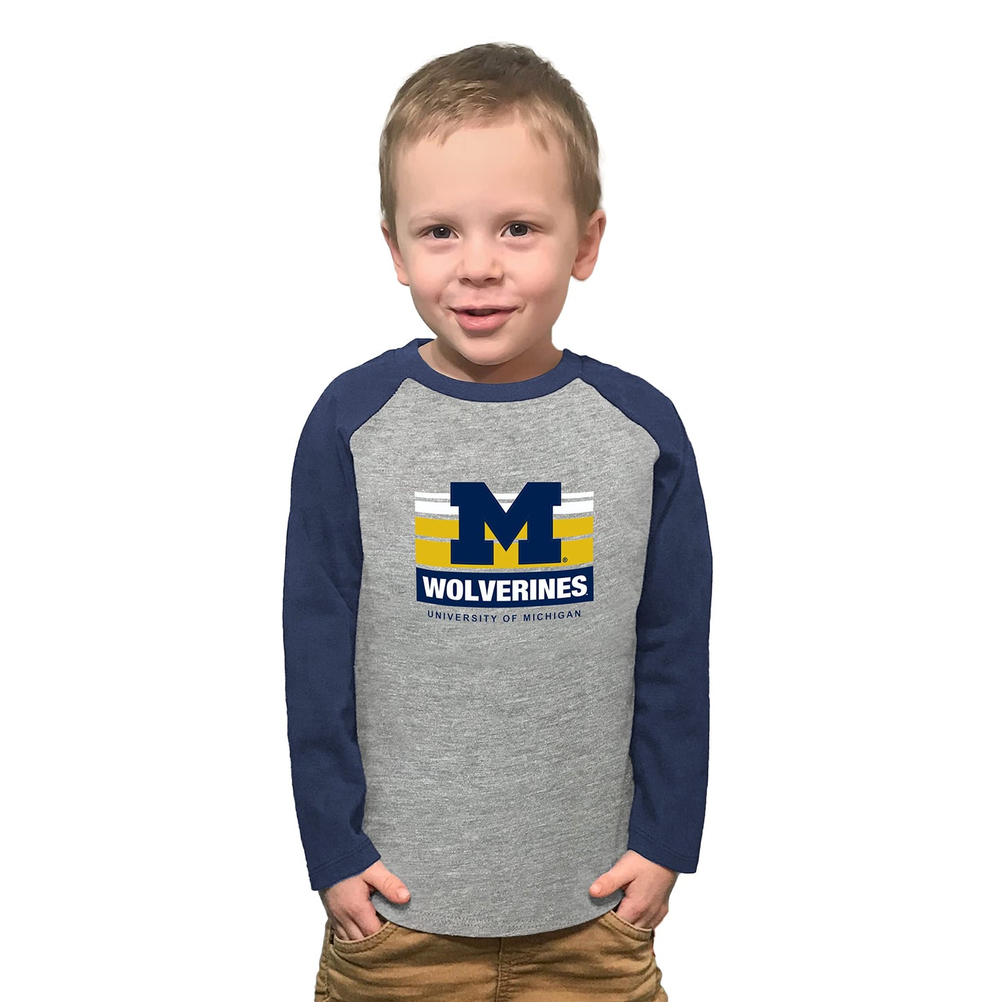 Little King NCAA Toddler Long Sleeve Raglan T Shirt-Team Logo-Team Colors