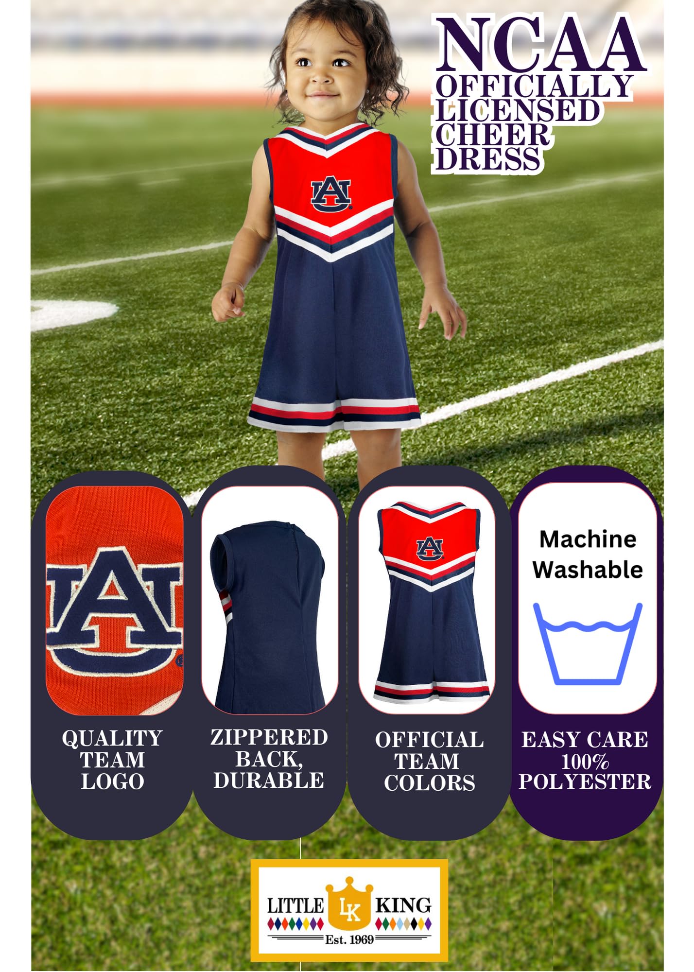 Little King NCAA Toddler/Youth Girls Team Cheer Jumper Dress