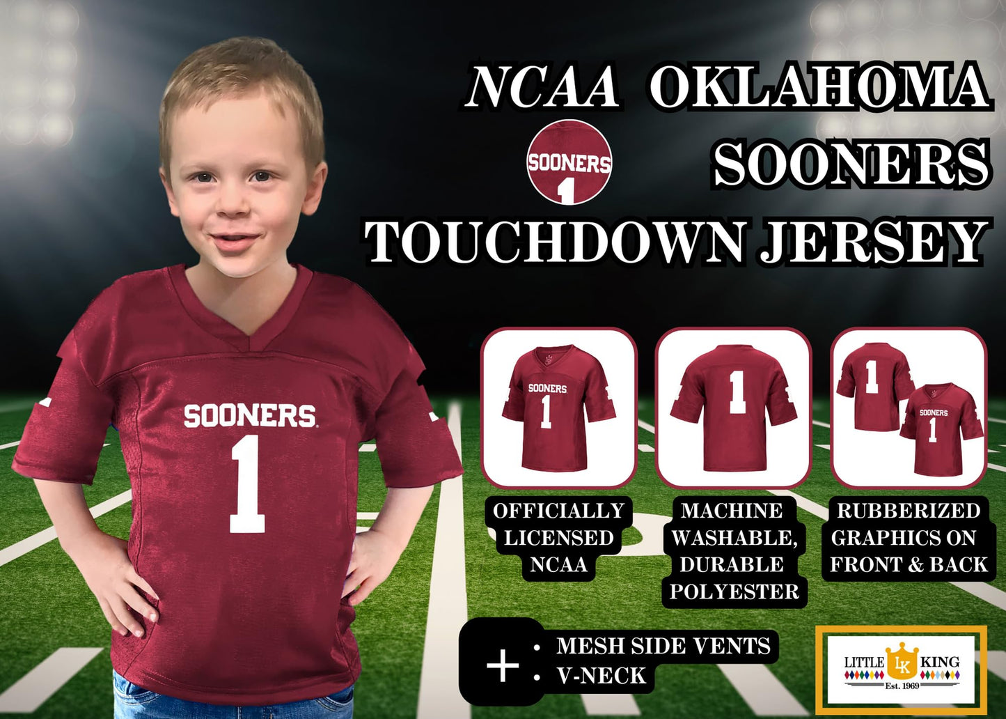 Little King NCAA Toddler-Touchdown Pass-Team Football Jersey-Sizes