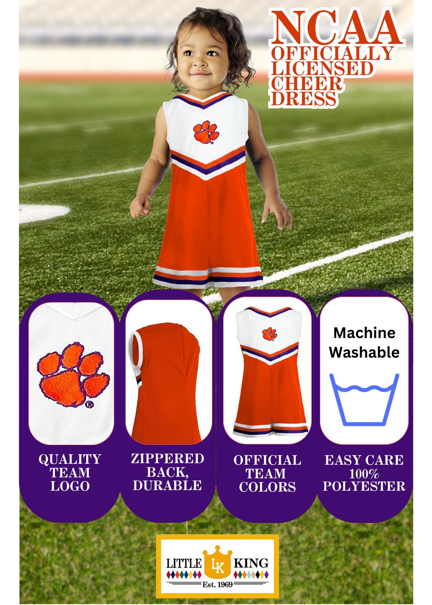 Little King NCAA Toddler/Youth Girls Team Cheer Jumper Dress