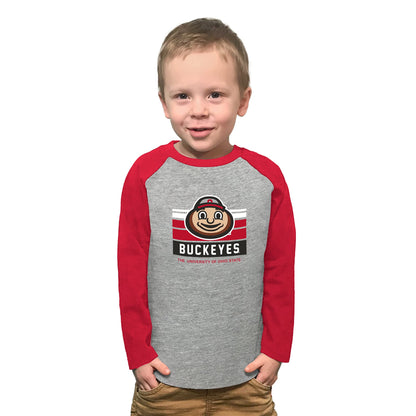 Little King NCAA Toddler Long Sleeve Raglan T Shirt-Team Logo-Team Colors